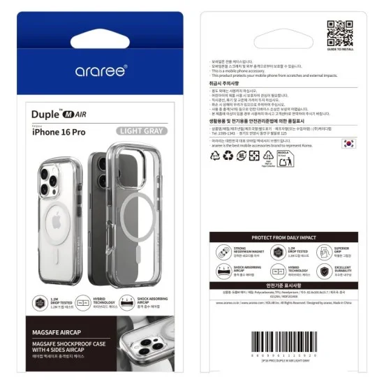 Cover Iphone 16 Pro Duple Air Magsafe Case Araree - Light Gray